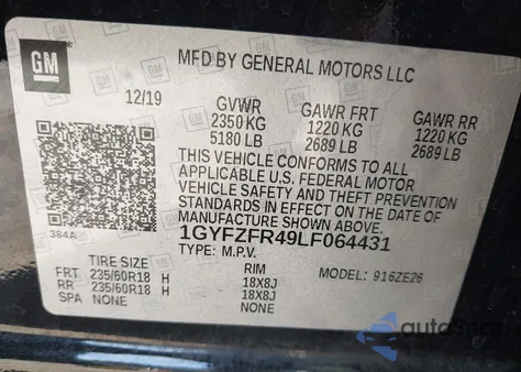 2020 Cadillac Xt4 Awd Sport from USA, damaged, VIN 1GYFZFR49LF064431